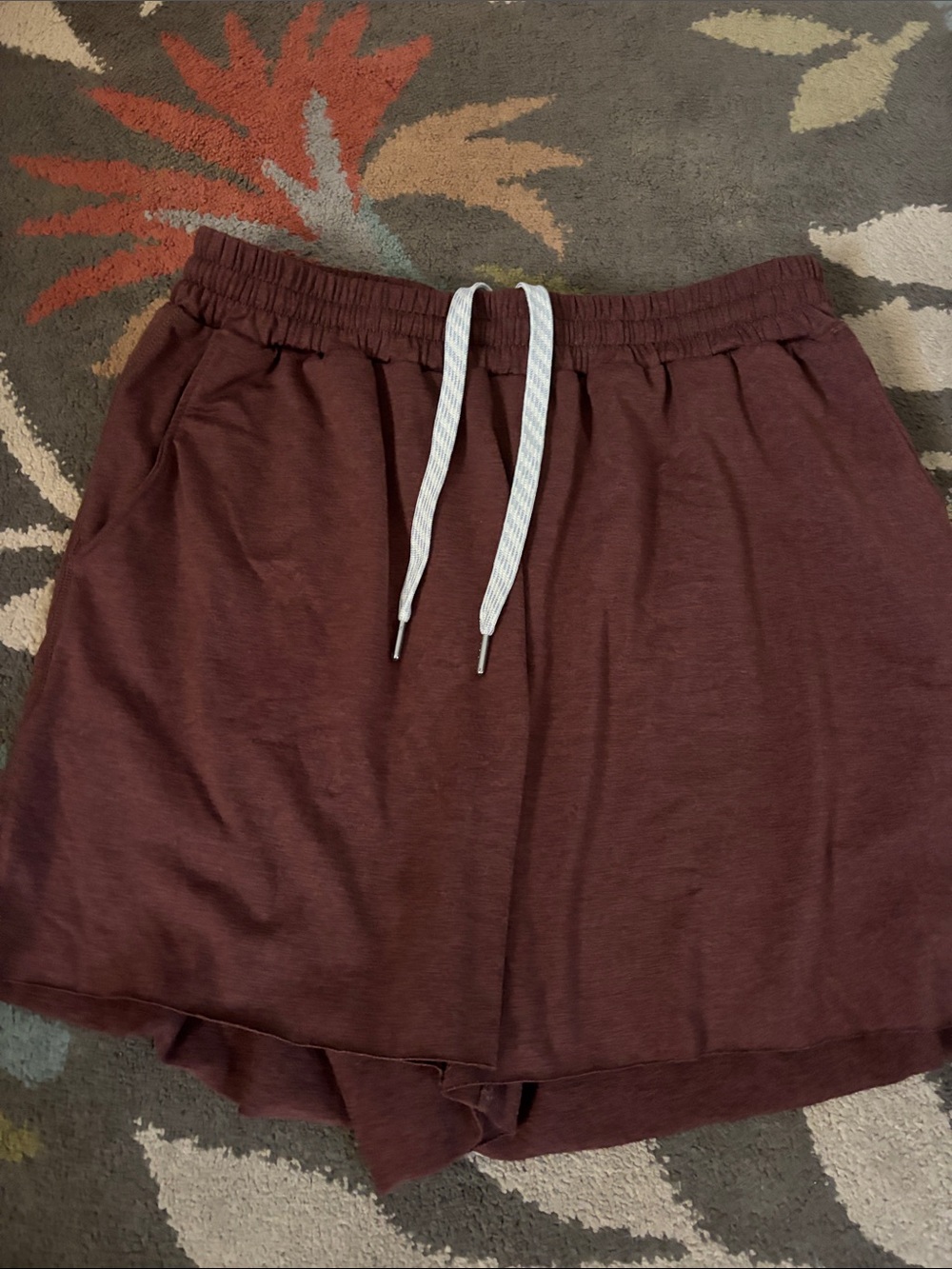 Vuori Women's Maroon Athletic Shorts with White Drawstring